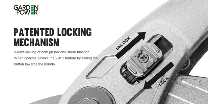 Garden Power Hand Pruner & Shears 2 in 1 Multi-Cutter, Unique Locking Design Allows Switching Between Pruner and Shear Snipping Function. 1/2 Inch Cutting Capacity. Clippers for Garden Hedge & Shears - NewNest Australia