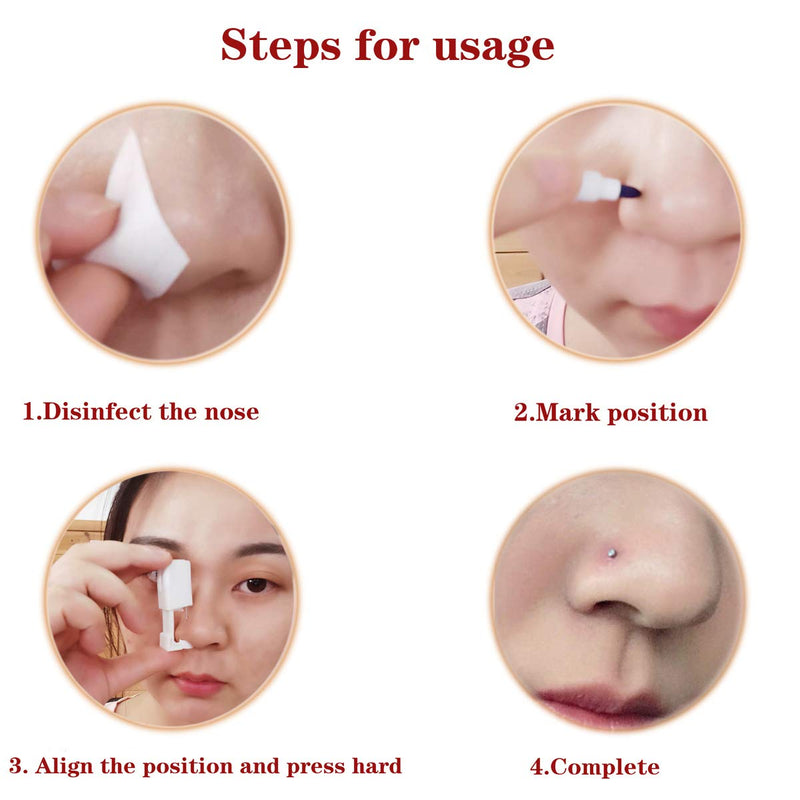 Nose Piercing Kit Gold Color 20G Nose Stud Disposable Self Ear Nose Piercing Kit Safety Painless Body Piercing Kit Tool 1 Pack - NewNest Australia