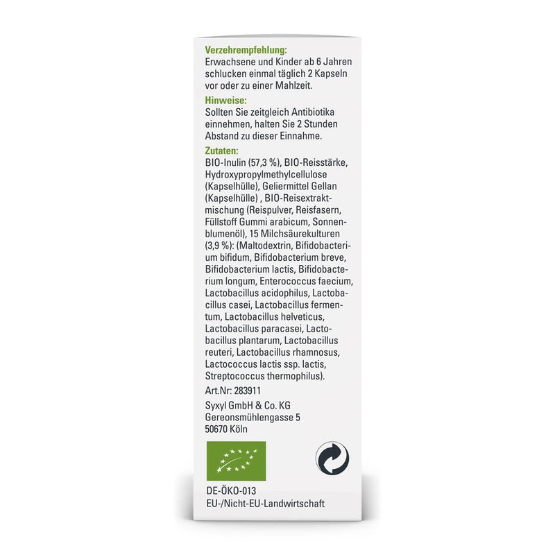 SYXYL ProBio-Cult Pur 15 / organic synbiotic with 15 lactic acid bacteria & inulin in organic quality, 60 capsules - NewNest Australia