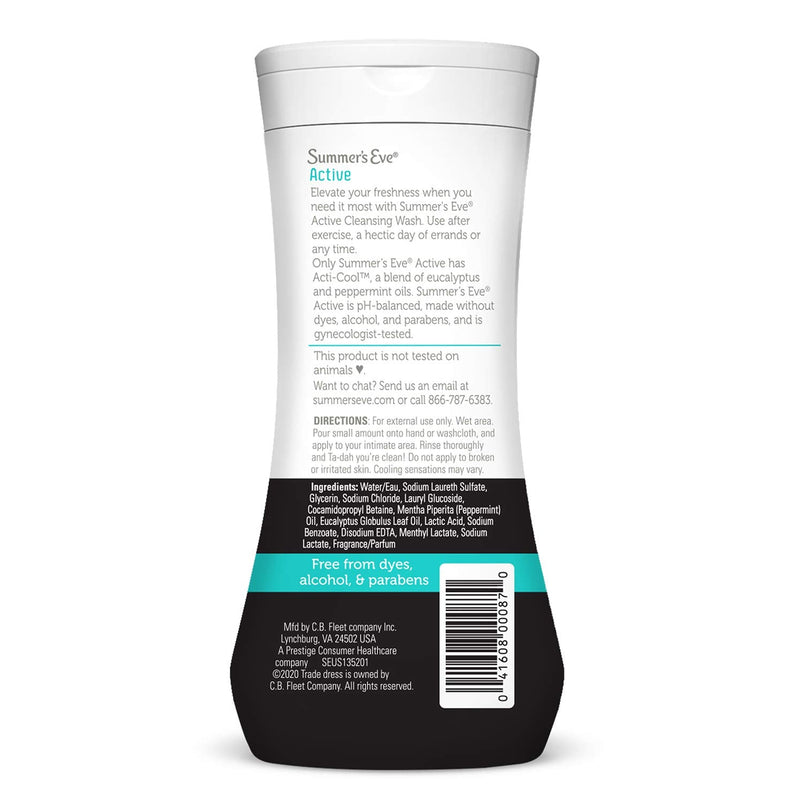 Summer's Eve Active Cooling Feminine Cleansing Wash, mint, eucalyptus, 12 Fl Oz 12 Fl Oz (Pack of 1) - NewNest Australia