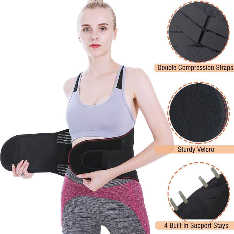 Lower Back Braces for Back Pain Relief - Compression Belt for Men & Women - Lumbar Support Waist Backbrace for Herniated Disc, Sciatica, Scoliosis - Breathable Mesh Design, Adjustable Straps(M, Black) M(Navel:35"-39") - NewNest Australia
