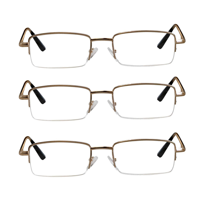 Reading Glasses - Readers with Comfort Spring Hinges for Men and Women by TruVision Readers - 9509HP 3 Pack Gold 1.0 x - NewNest Australia