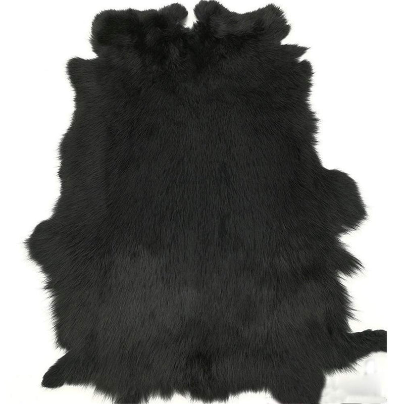 Dyed Tanned Rabbit Fur Pelt Hide - 10" by 12" Rabbit Pelt with Sewing Quality Leather (Black) ,2PACK Black - NewNest Australia