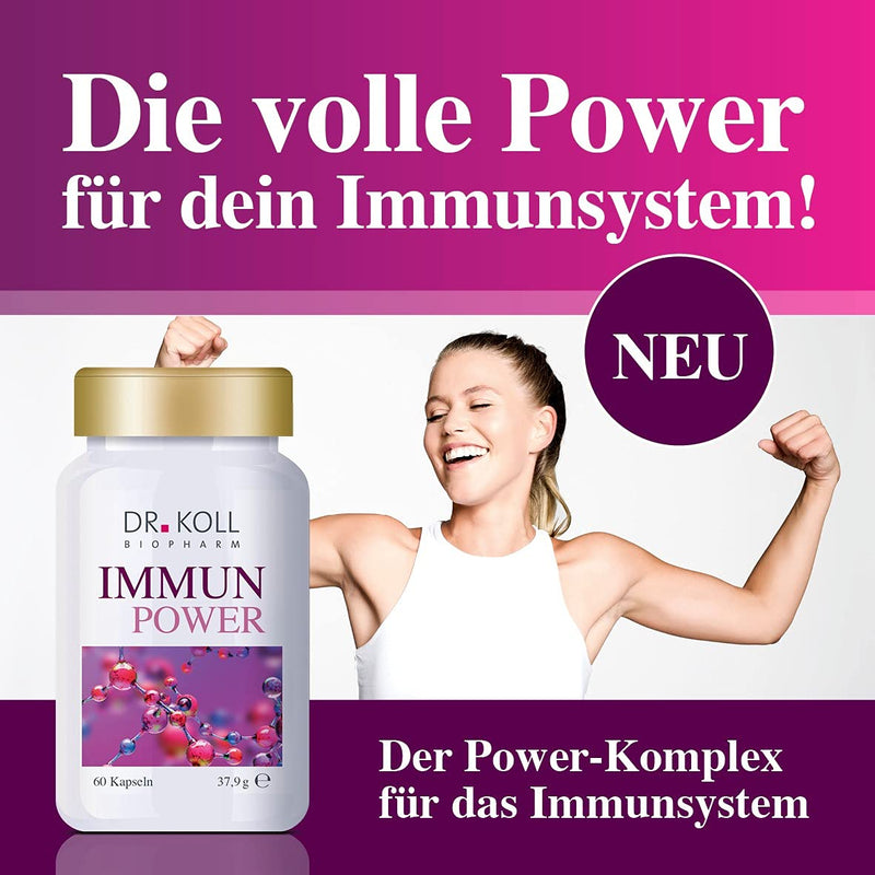 Immune Power Dr. Koll - Dietary Supplement With Bacterial Strains, Rose Hip Fruit Extract, Astaxanthin, Zinc And Vitamins | For A Strong Immune System | Without Gelatine | 60 Capsules - NewNest Australia