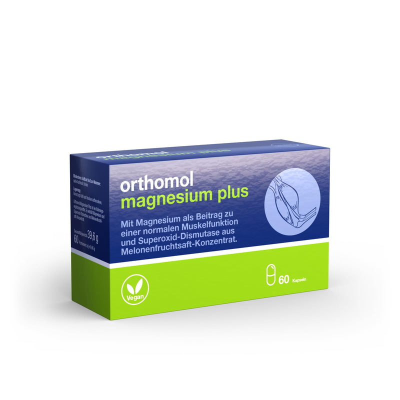 Orthomol Magnesium Plus - For Normal Muscle Function - With 150 Mg Magnesium Per Capsule And Superoxide Dismutase From Melon Fruit Juice Concentrate - 60 Capsules - NewNest Australia