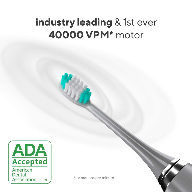 AquaSonic Vibe Series Ultra Whitening Toothbrush – ADA Accepted Electric Toothbrush - 8 Brush Heads & Travel Case - Ultra Sonic Motor & Wireless Charging - 4 Modes w Smart Timer – Charcoal Metallic - NewNest Australia