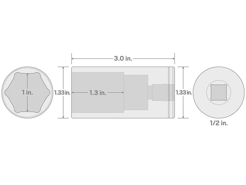 TEKTON 1/2 Inch Drive x 1 Inch Deep 6-Point Socket | SHD23025 - NewNest Australia