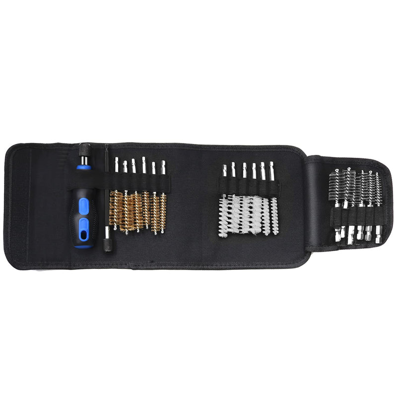 Auto Wire Brush 18-Pack Bore Brush Set Variety of Size Stainless Steel, Brass, Nylon Twisted for Cleaning Rust, 1/4in Hex Drill Shank for Power Drill Impact Driver with Handle, Extension Bar, Tool Bag - NewNest Australia