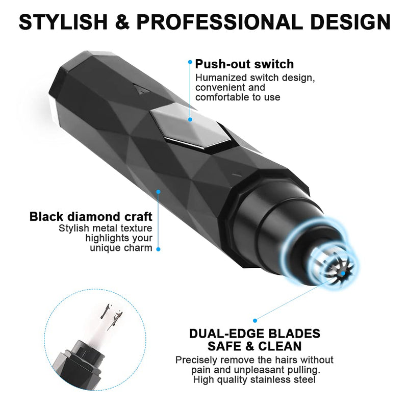 URAQT nose hair trimmer, nose/ear hair trimmer for men, professional nose hair remover, ear hair trimmer, pain-free, for safe trimming without plucking, USB charging, black - NewNest Australia