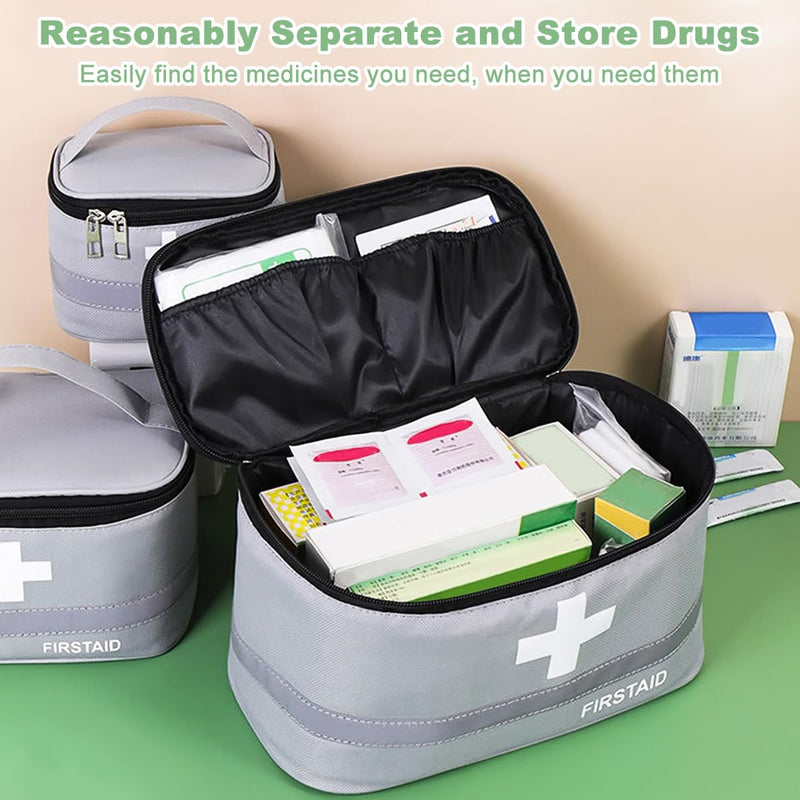 CECOMBINE 2Pcs First Aid Kit Bags, Portable Empty Medicine Bags Family First Aid Organiser Box, Medical Medicine Bags for Outdoor, Travel, Camping, Work (Grey) B - NewNest Australia