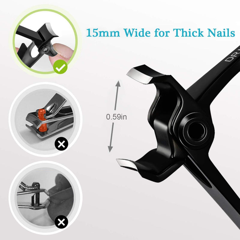 Nail Clippers - DRMODE 15mm Wide Jaw Opening Stainless Steel Fingernail and Toenail Clippers for Thick Nail with Nail File, Slant Edge Cutter for Seniors & Men & Women Big Set 3 Count (Pack of 1) - NewNest Australia