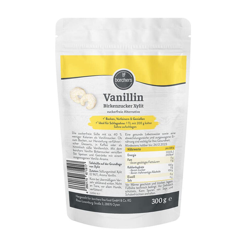 borchers vanillin birch sugar xylitol | 300g bag | Sugar-free alternative | Approximately 40% fewer calories | 300g bag - NewNest Australia