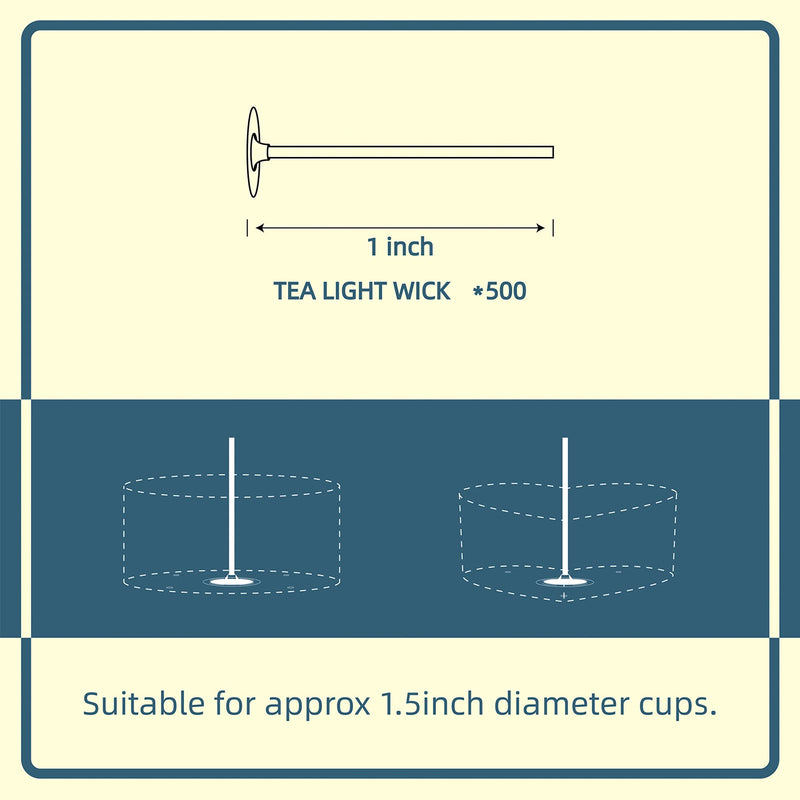 CandMak Tea Light Candle Wicks, 500pcs 1 Inch Pre-Waxed Wick for Soy Wax Tealight Candle Making - NewNest Australia