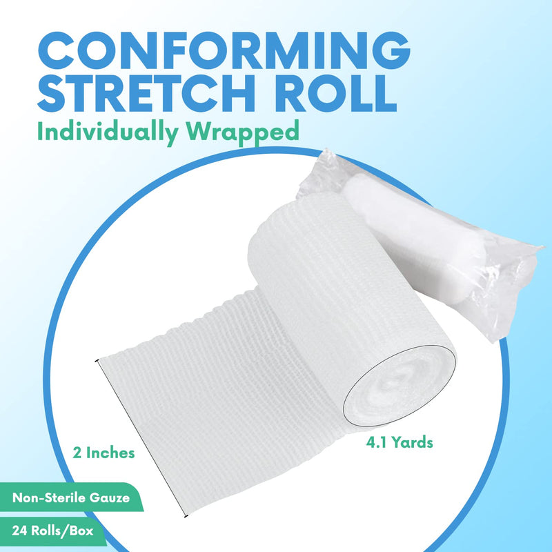 Healqu Gauze Bandages - High Quality & Woven Fixation Bandages 24 Rolls (5 Cm X 3.75 M) For Wound Dressings & Wound Care - Individually Wrapped, Extra Soft & Stretchy | First Aid Bandage Material - NewNest Australia