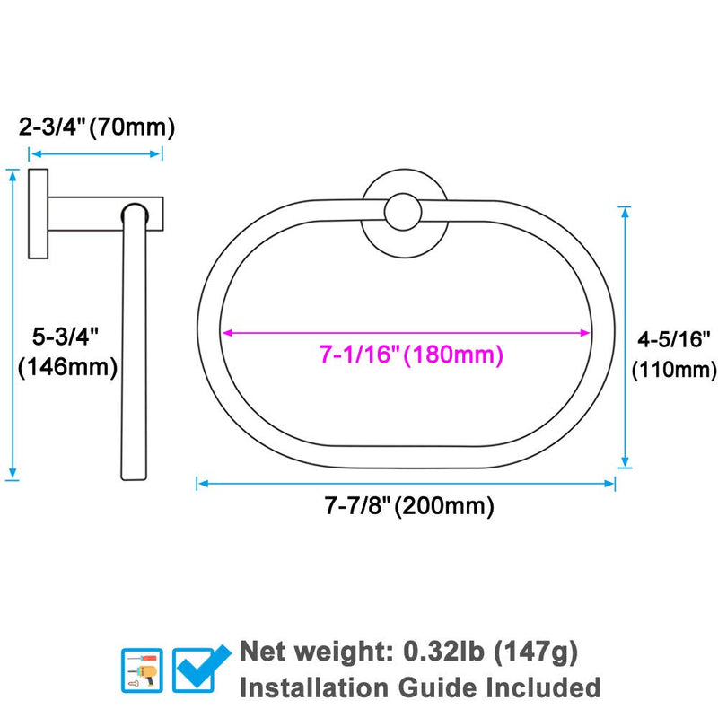 Towel Ring Brushed Gold, Angle Simple SUS304 Stainless Steel Hand Towel Rack, Bathroom Towel Holder, Unique Oval Shaped Towel Hanger for Wall or Cabinet - NewNest Australia