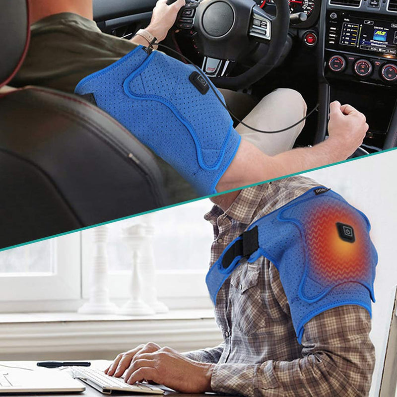 Heated Shoulder Support Brace, Shoulder Heating Pad for Rotator Cuff, Arm Wrap Brace USB Electric, Frozen AC Joint, Dislocation Sprains and tendonitis Muscles Pain Relief (L) - NewNest Australia