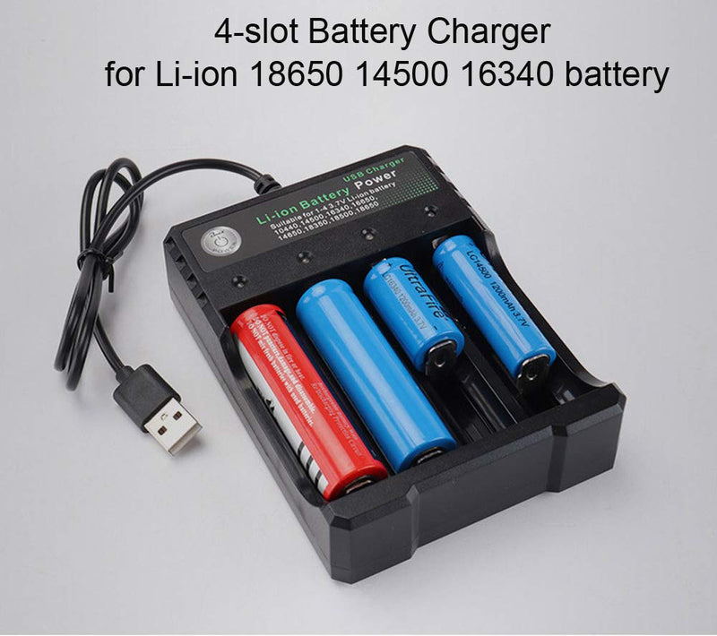 18650 Battery Charger 4-Bay 5V 2A for Rechargeable Batteries 3.7V Li-ion TR IMR 18650 14500 16340(RCR123) Red/Green Display (Not Battery) - NewNest Australia