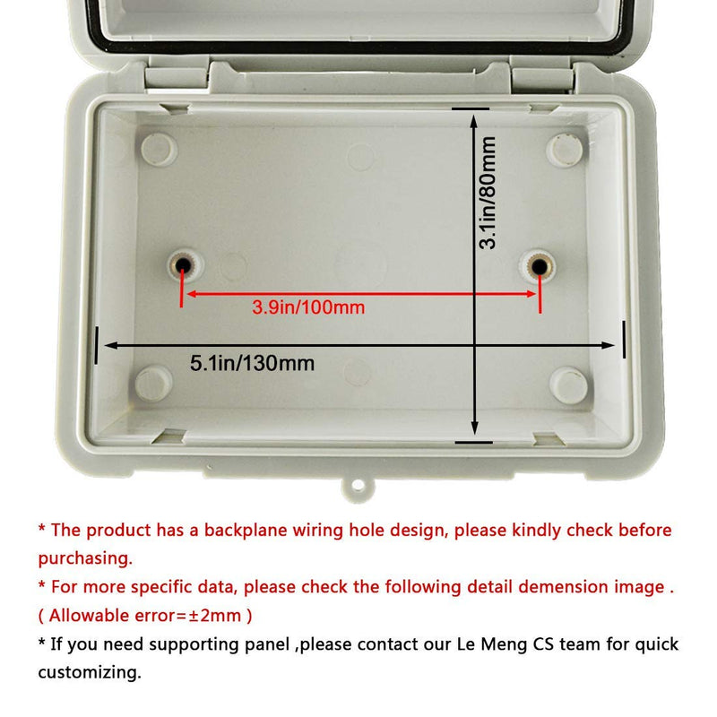 LMiEtool Junction Box, ABS Plastic, IP65 Waterproof Dustproof Universal Electrical Enclosure, Hinged Shell Outdoor and Indoor Usage Project Box, 5.9"x 3.9"x 2.8"(150x100x70mm), Grey 5.9" x 3.9" x 2.8" - NewNest Australia