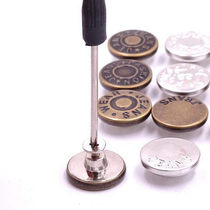 Jeans Buttons Replacement, Instant No Sew Buttons for Pants with Tool,17MM Metallic 17MM - NewNest Australia
