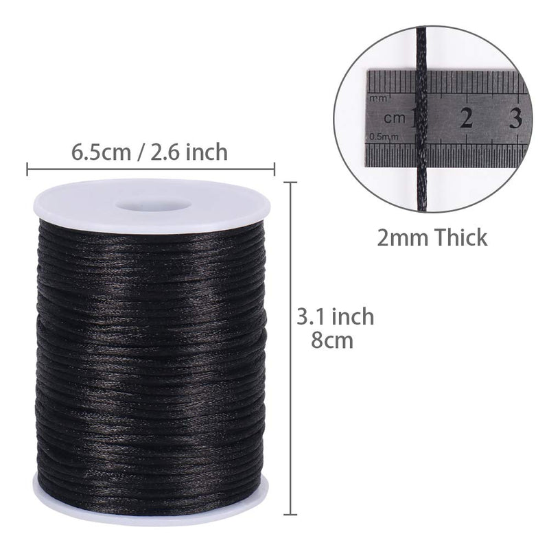 Tenn Well Satin Rattail Nylon Cord,295 Feet 2mm Black Beading String for Macrame Bracelets, Necklaces, Jewelry Making, Arts and Crafts - NewNest Australia