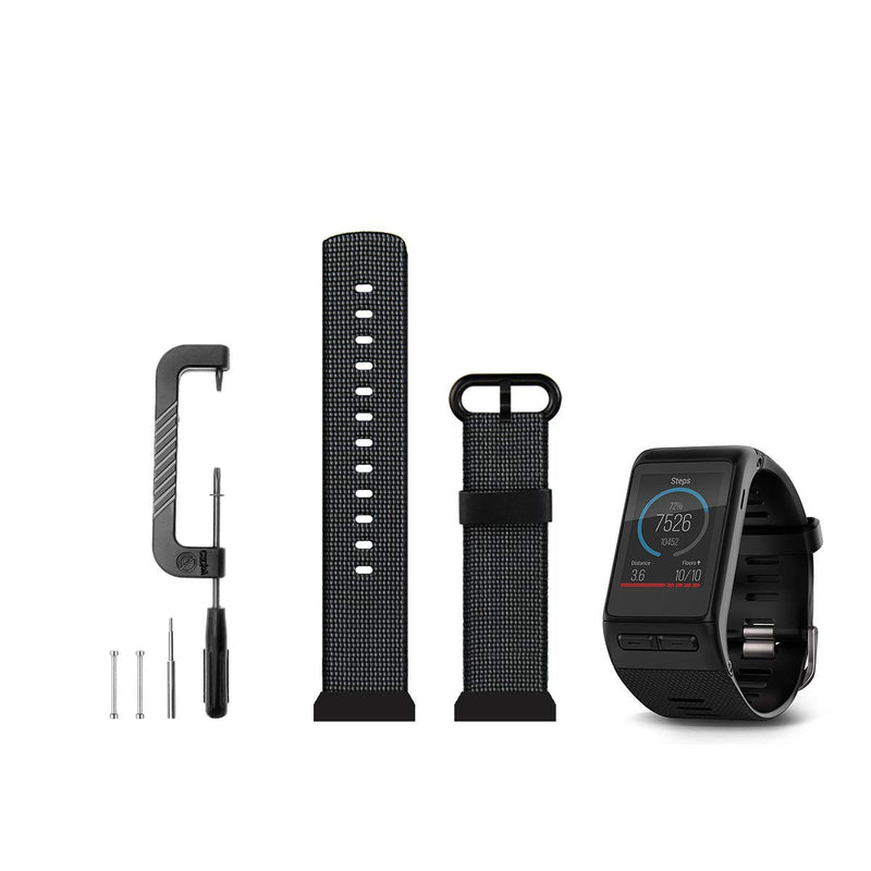 C2D JOY Classic Nylon Weave Band Compatible with Garmin vivoactive HR Watch Bands Replacement Accessory Strap Large (Fits 6.7-9.0" wrists) Black - NewNest Australia