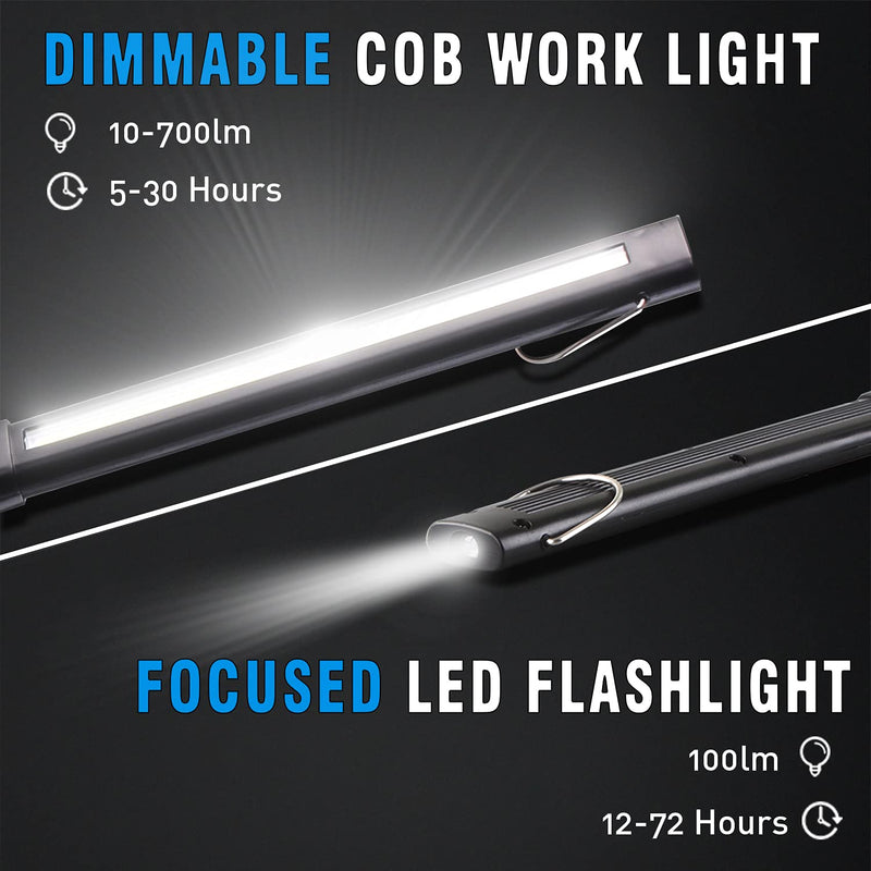 Dr. Prepare LED Work Light, 700 Lumens Foldable Rechargeable Work Light, Cordless Portable Magnetic COB LED Work Light, 3200mAh Inspection Light for Car Repair, Home, Garage, Emergency - NewNest Australia