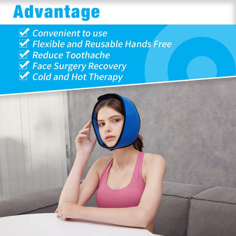 Jaw Ice Pack for Chin Head Jaw Surgery Injuries Hot Cold Compress Packs for Jaw/Chin Pain, TMJ Relief, Headaches, Wisdom Teeth Pain Relief, Face Jaw Ice Pack Wrap with 4 Reusable Gel Cold Packs - NewNest Australia