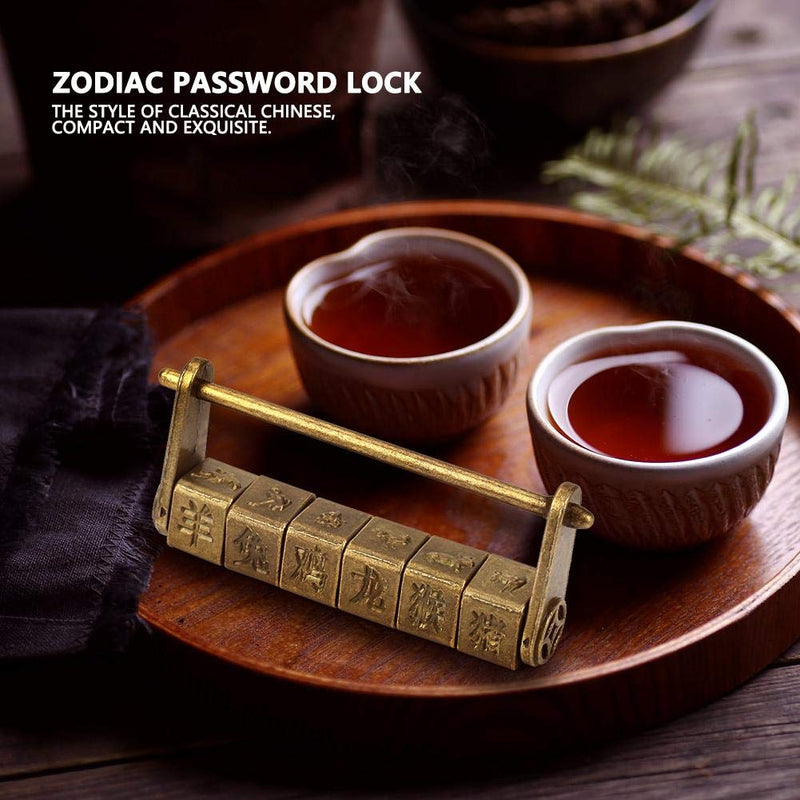 Retro Zinc Vintage Antique Chinese Old Jewelry Code Password Lock Padlock Lock Jewelry Box Padlock Hardware - NewNest Australia