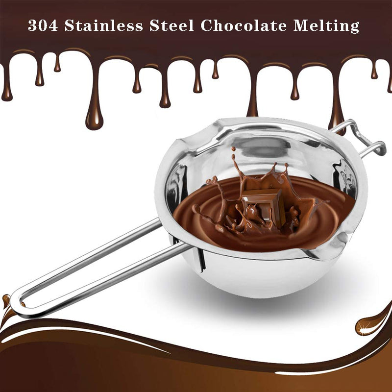 3 Pack Double Boiler Melting Pot with Silicone Spatula, Stainless Steel Pot for Butter for Chocolate Candy Butter Cheese Caramel Candle (480ML and 1000 ML) - NewNest Australia