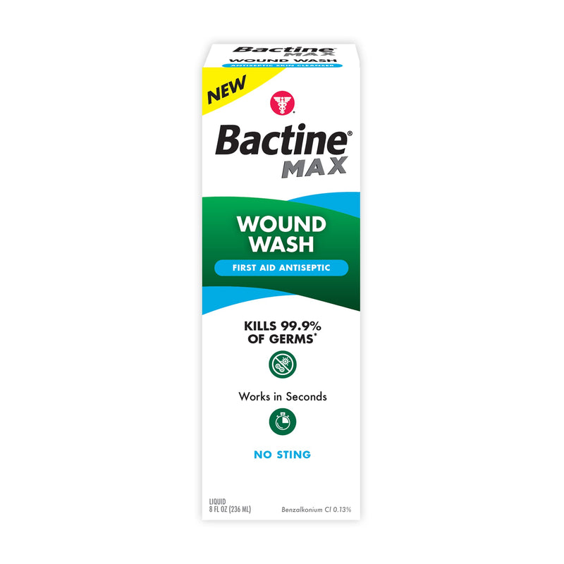 Bactine Max First Aid Antiseptic Wound Wash, Kills 99.9% of Germs* from Minor Cuts, Scrapes and Burns with No-Sting, 8 fl oz - NewNest Australia