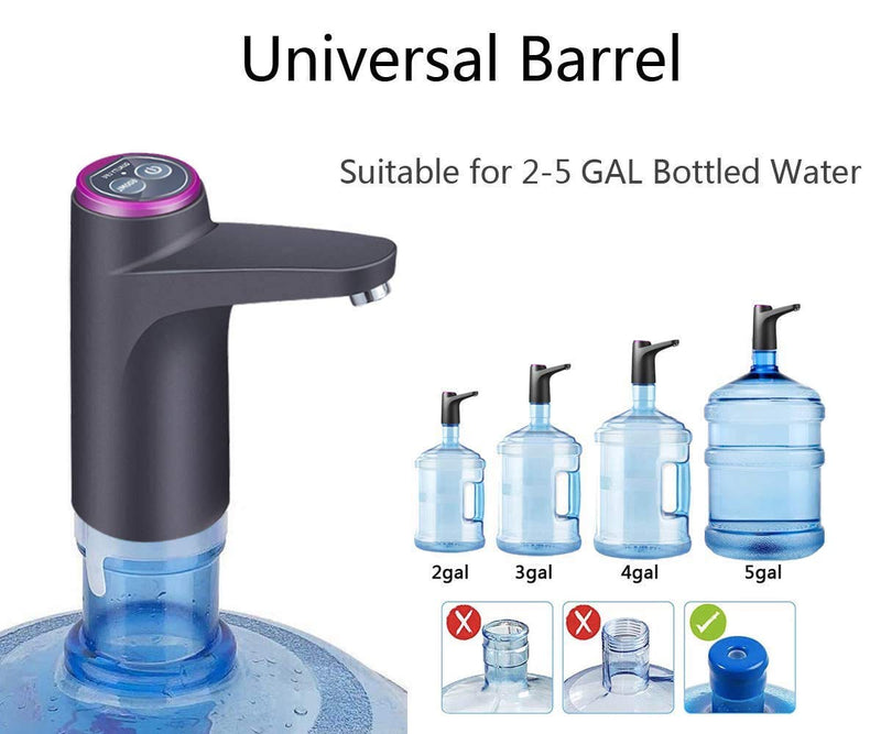 Cozy BlueWater Dispenser, Portable Water Bottle Pump for Universal 3, 4 and 5 Gallon with USB Electric Charging and Automatic Off Switch (Black) - NewNest Australia