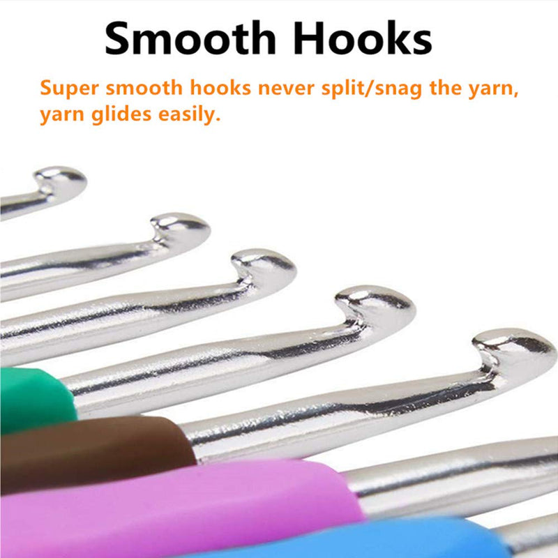 14 Sizes Crochet Hooks Set,2mm(B)-10mm(N) Ergonomic Crochet Hooks with Case for Arthritic Hands,Extra Long Crochet Needles - NewNest Australia
