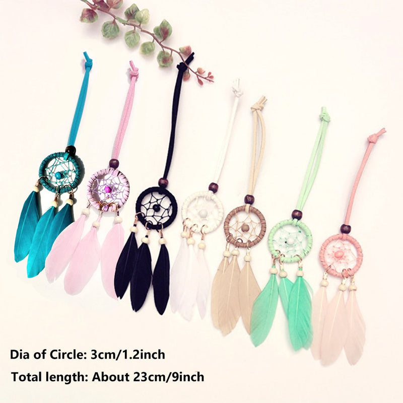 NewNest Australia - YGMONER Mini Dream Catcher 7pcs Set - Car Interior Rearview Mirror Dangle Bag Pendant Charm 1.2" Diameter and 9" Long 