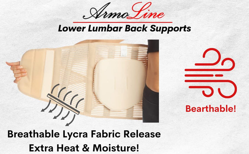 ArmoLine Medical Lower Back Brace Lumbar Support Belt - 26 cm Height - Adjustable Double Compression for Lower Back Pain Rehabilitation Arthritis Muscle Spasm for Men and Women (XL, Beige) XL - NewNest Australia