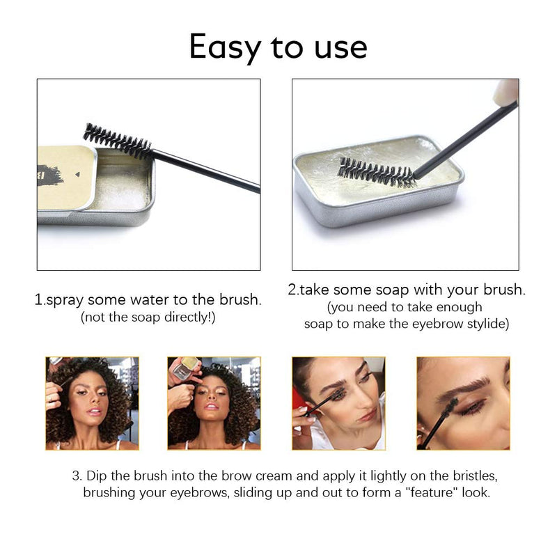 Ownest 2PCS Eyebrow Soap Kit,Brows Styling Soap,Long Lasting Waterproof Smudge Proof Eyebrow Styling Pomade for Natural Brows, 3D Feathery Brows Makeup Balm - NewNest Australia