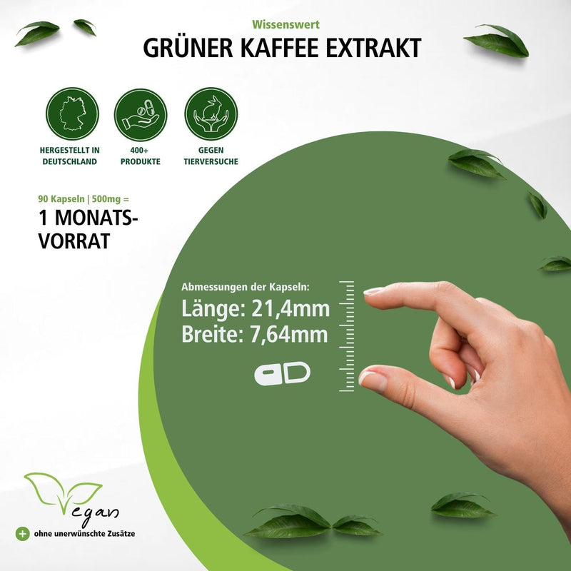 Fairvital | Green coffee extract 500mg - HIGH DOSE - standardized to 45% chlorogenic acid - VEGAN - 90 capsules - NewNest Australia
