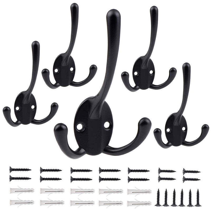 NewNest Australia - E-Senior Coat Hooks Heavy Duty Towel Hooks Wall Mounted Hat Hanger with 20 Screws Retro Decorative Hooks for Hanging 5 Pack 