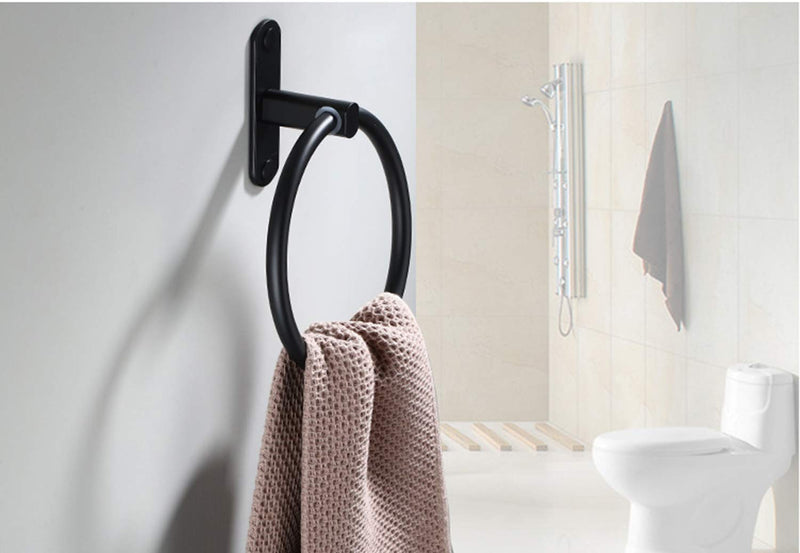 Black Towel Ring Bathroom Towel Ring Space Aluminum Steel Simple Round Towel Racks , Matte Black - NewNest Australia