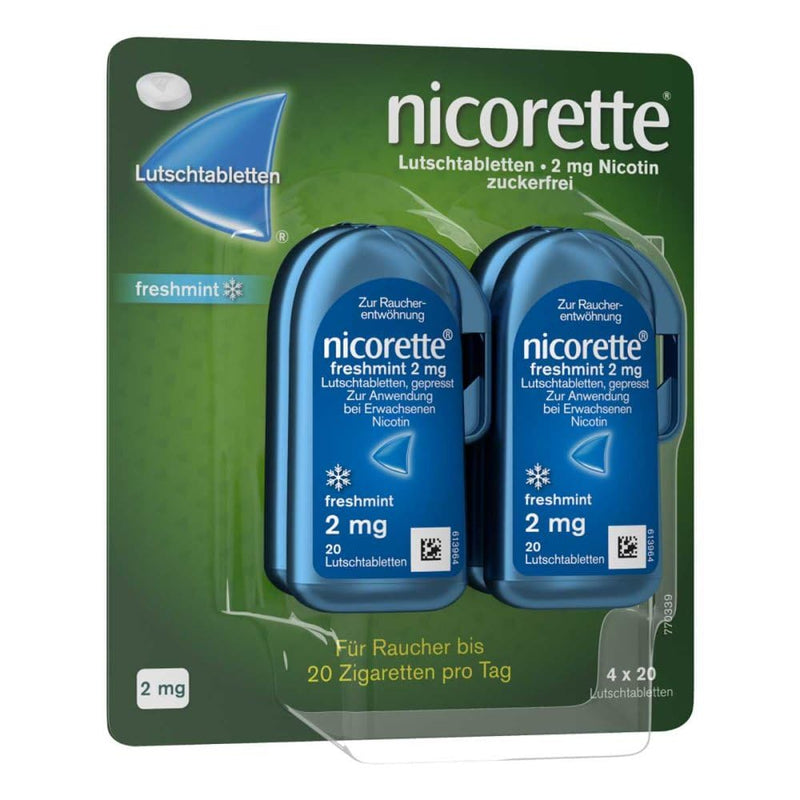 NICORETTE lozenges with 2 mg nicotine - freshmint flavor - stop smoking discreetly - for smokers of up to 20 cigarettes per day - 80 pieces 2 mg 20 pieces (pack of 4) - NewNest Australia