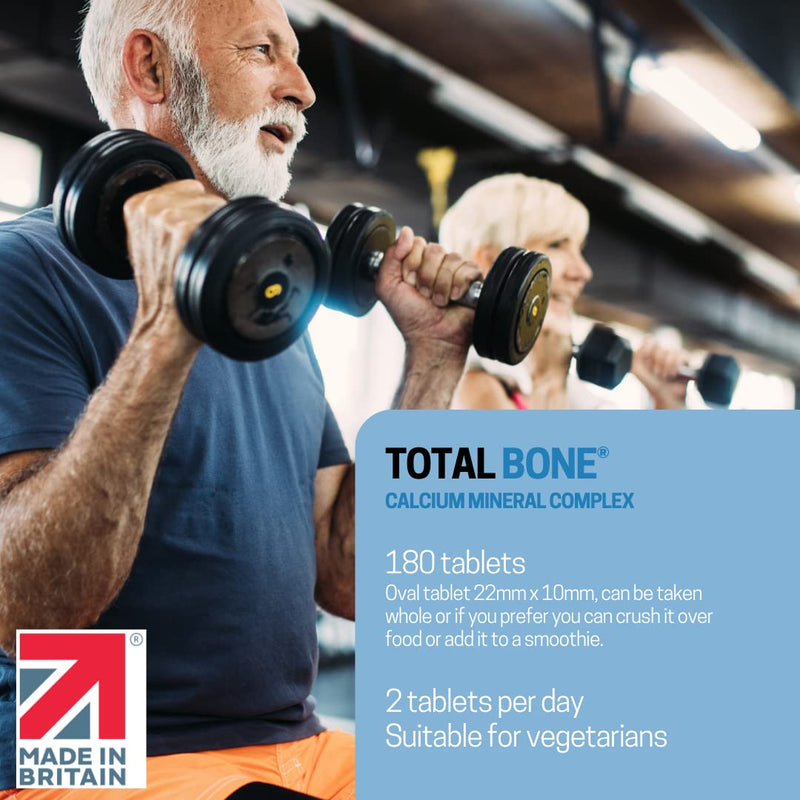 Total Bone® Calcium Magnesium Zinc & Vitamin D3 Supplement - 180 Vegetarian Tablets - 3 Month Supply of High Strength Osteo Tablets - Calcium Supplement Complex - Made in The UK by Northumbria Health - NewNest Australia