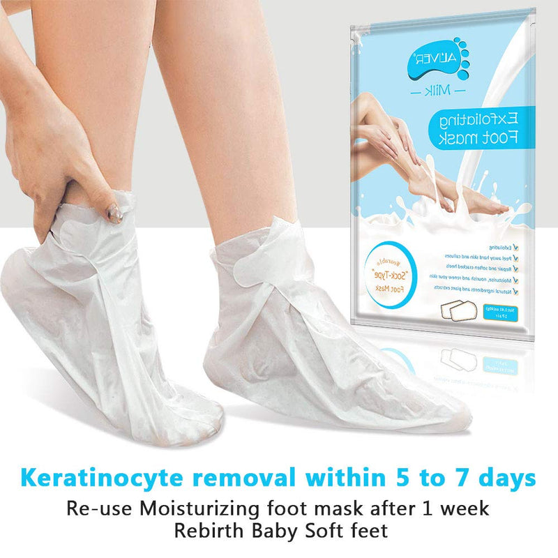 Foot Peel Mask 3 Pack, Baby foot Mask Remove Dead and Dry Skin Callus & Get Smooth Baby Feet Moisturizing Foot Mask Peel Exfoliating Foot Treatment for Men and Women(Milk) - NewNest Australia