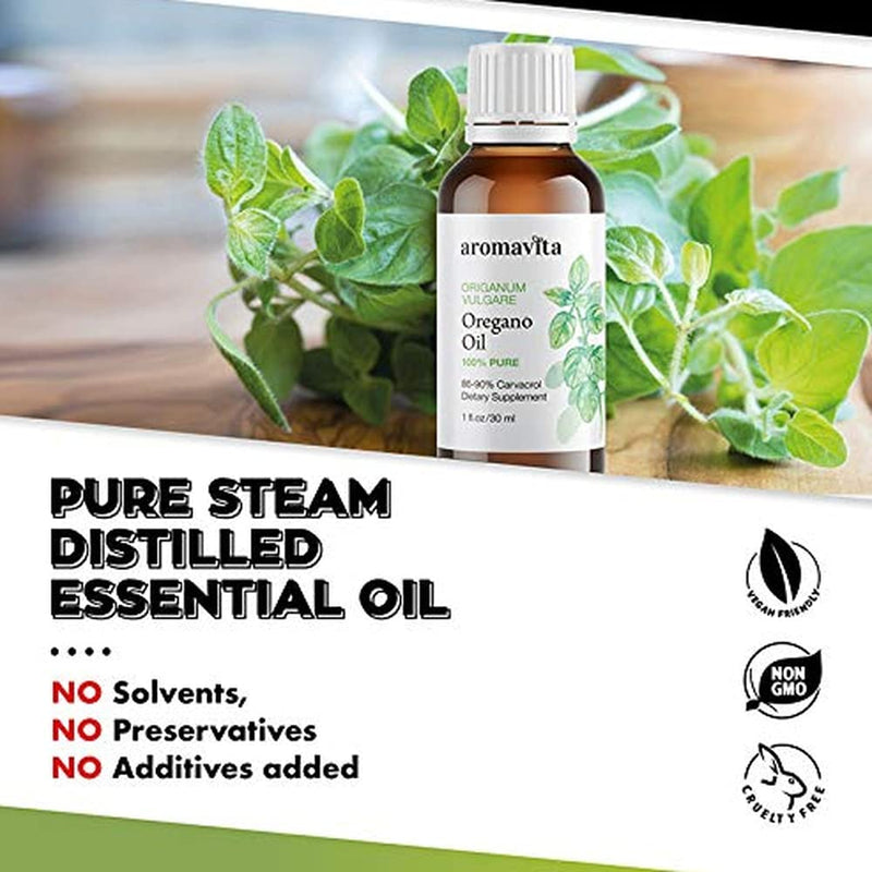 Aromavita Essential Oil of Oregano - 100% Pure Undiluted, Non GMO, Extra Strength Organic Greek Oregano Oil - Over 86% Carvacrol Oregano Extract Liquid Nutritional Supplement (1 FL.OZ/30ML) 1 Fl Oz (Pack of 1) - NewNest Australia