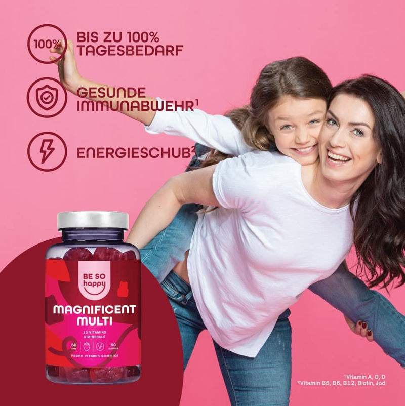 Multivitamin Gummy Bears, For Your Immune System, Fatigue And Exhaustion, With Vitamin A, B6, B12, C, D And E, Pack For 60 Days, Vegan, Gluten- And Lactose-Free, Besohappy - NewNest Australia