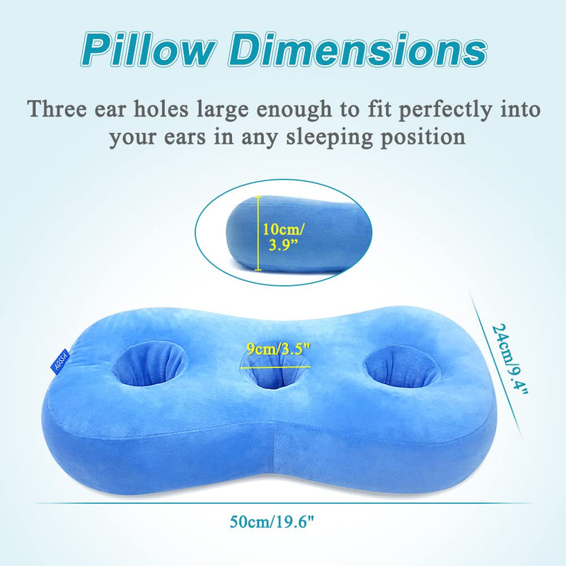Piercing Pillow For Side Sleepers, Ear Protection, Cnh Pillow With Ear Holes For Pressure Points, Ear Pain Relief, Headphones, Donut Cushion For Head, Ear Cushion, Side Sleeping Pillow (Blue) - NewNest Australia