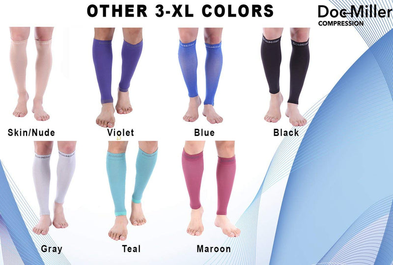 Doc Miller Calf Compression Sleeve Men and Women - 20-30mmHg Shin Splint Compression Sleeve Recover Varicose Veins, Torn Calf and Pain Relief - 1 Pair Calf Sleeves Teal Color - XX-Large Size - NewNest Australia