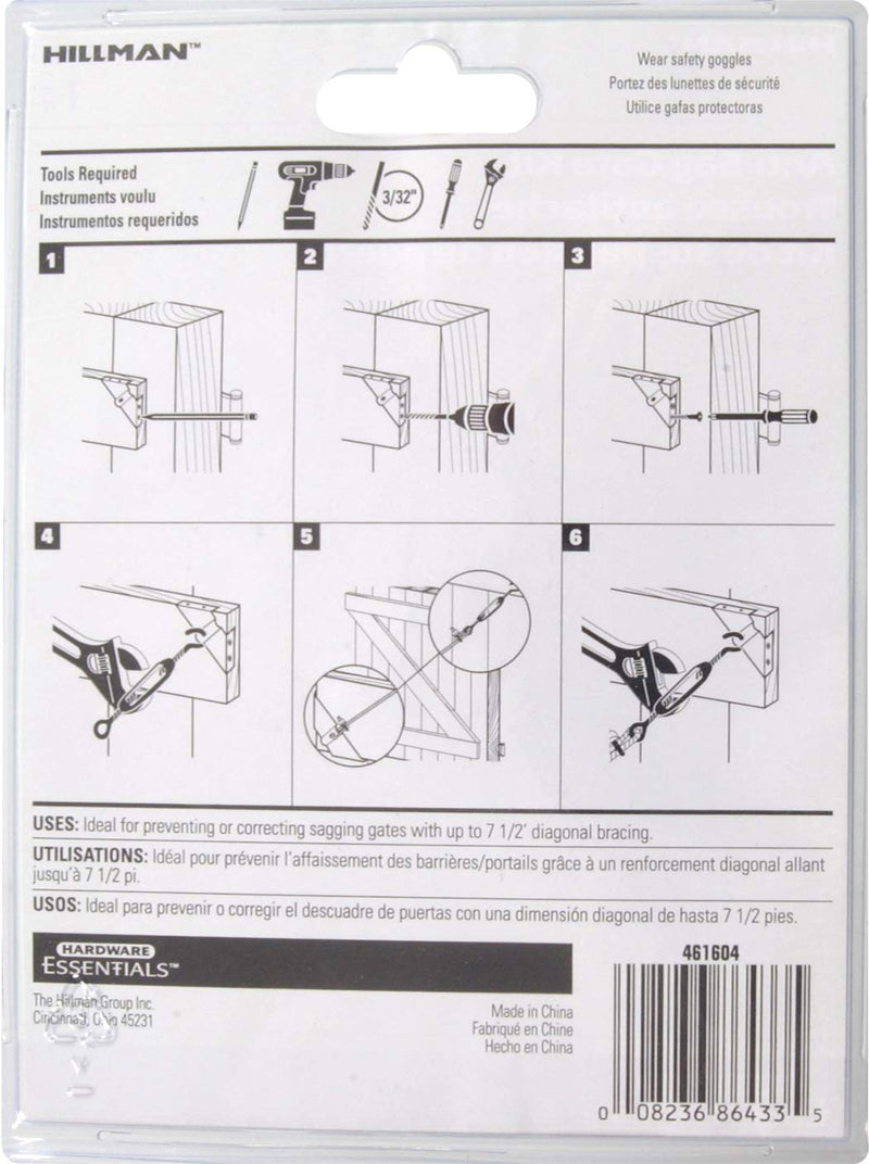 Hardware Essentials 851362 Anti-Sag Gate Kit, Hardware Kit, Steel, Zinc Plated, 7ft, Interior and Exterior - NewNest Australia