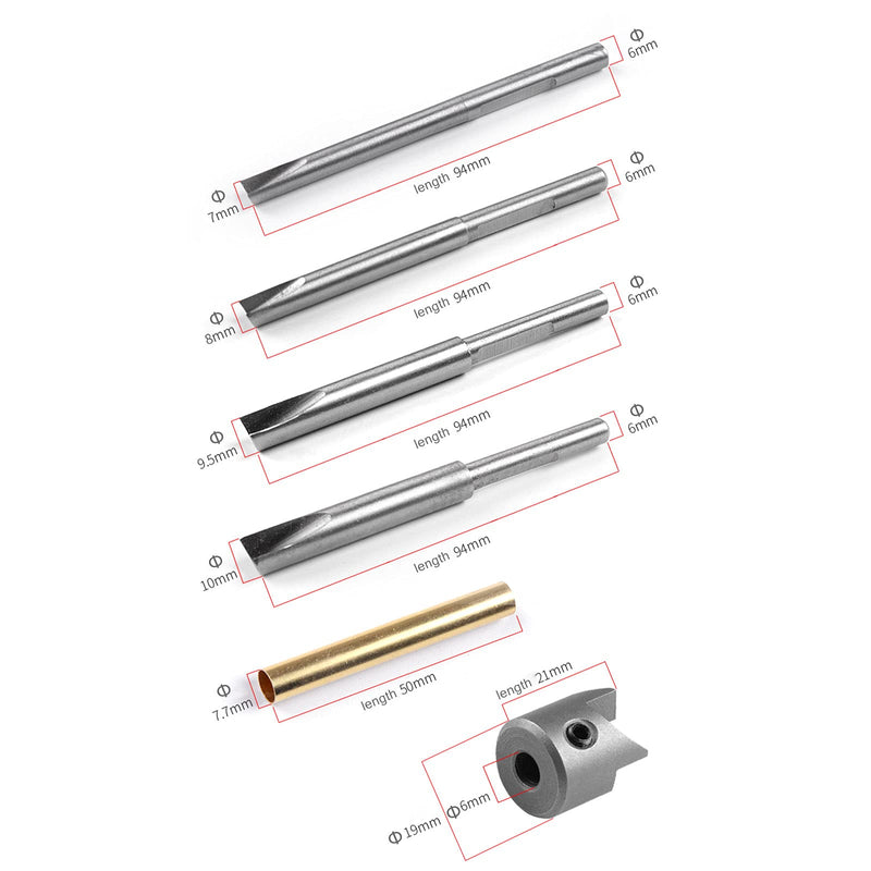 Wood Turning Pen Barrel Kits, 7 Pcs Trimming Mandrel Set (3/4" Cutting Head, 7mm, 8mm, 3/8", 10mm Pilot Cutter Shafts, 0 Size Adaptor Sleeve and Hex Key Wrench) - NewNest Australia