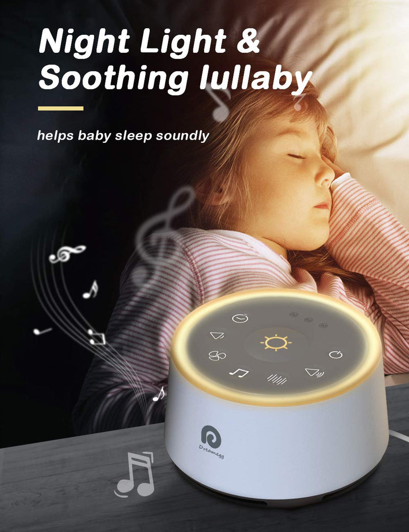 Dreamegg D1 Sound Machine - White Noise Machine with Baby Night Light for Sleeping, High Fidelity Sounds, Timer & Memory Feature, Sound Machine for Baby Adults, Home, Office, Travel (White) Classic White - NewNest Australia