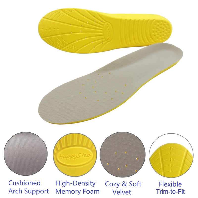 Happystep Plantar Fasciitis Orthotics PU Memory Foam Shoe Insoles Comfortable Shoe Inserts, Cushioned Arch Support, Heel Cushioning, Shock Absorption and Foot Pain Relief (UK Size 8-11) UK 8-11 - NewNest Australia