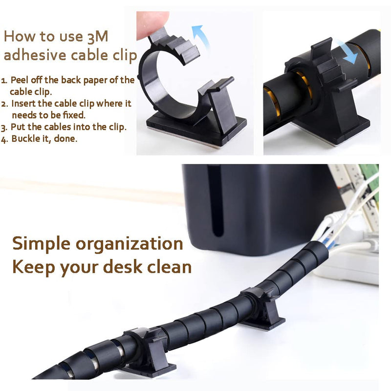 Fanoshon PC Cable Management Sleeve Tube Desk Cord Organizer 2 PCS Black, 7/8 inch -5 ft Cover Wrap Easy to Install Messy Wire Solution for TV Office Computer, Pet Chew and Bite Proof Cable Protector 22MM BLK02 - NewNest Australia